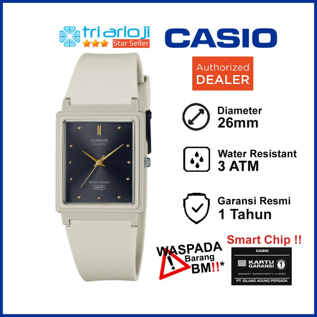 CASIO MQ-38UC-8ADF Jam Tangan Analog Unisex Simple Rubber Cream MQ-38UC-8A MQ38