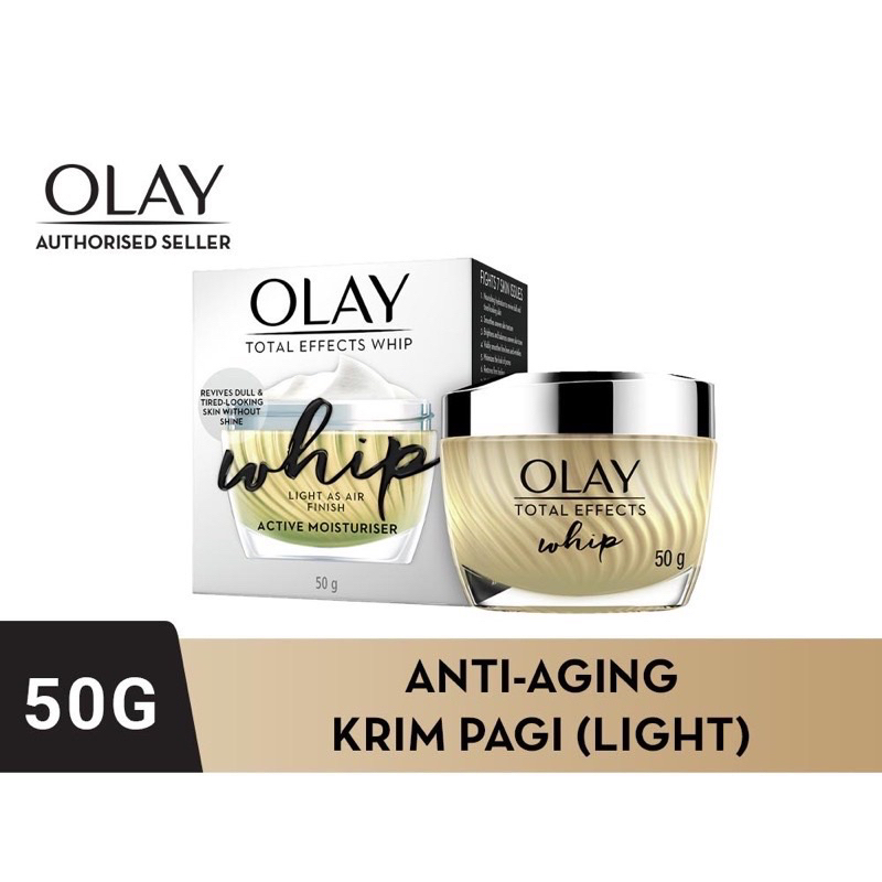 Olay Total Effect Whip Cream 50G Light As Air Finish Moisturizer | Krim Pelembab White Radiance Whip