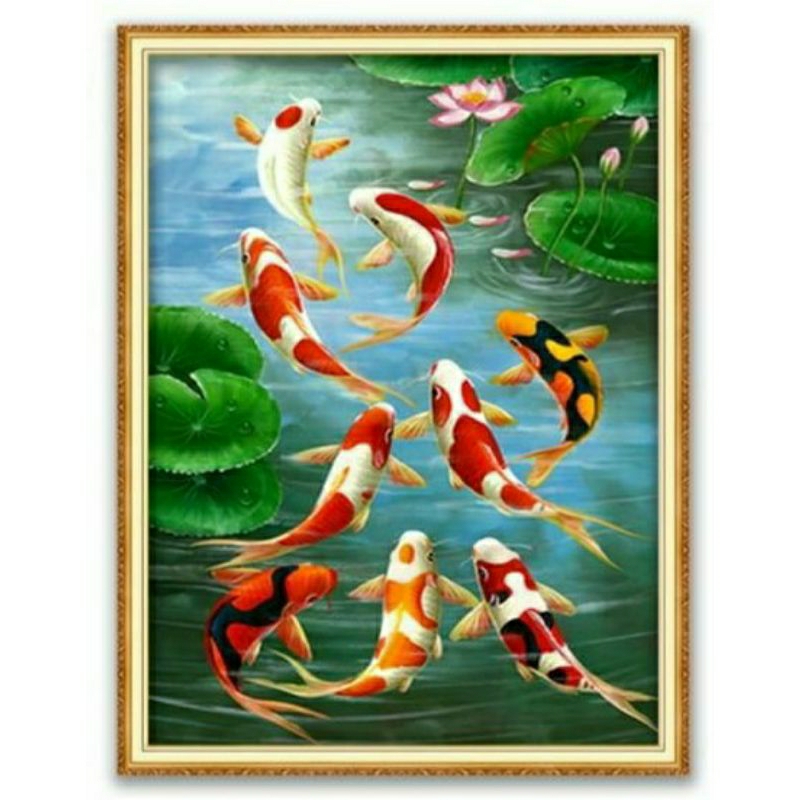 paket kristik ikan koi9 keberuntungan 11ct pola kain
