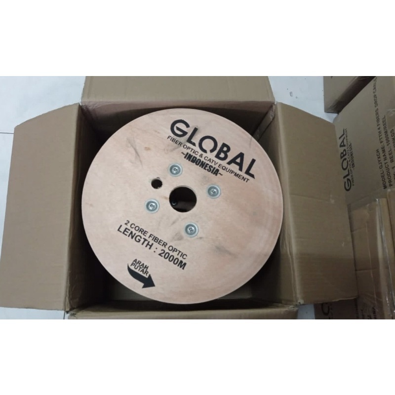 Kabel FO dropcore global spesial type 2core 3kawat panjang 2km