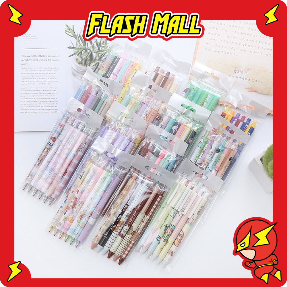 

FLASHmall 6pcs / set pen gel mekanik motif cartoon / pulpen gel mekanik lucu / pulpen aesthetic G S110