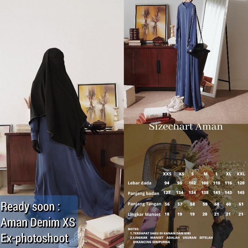 SIAP KIRIM AMAN DRESS DARK DENIM XS EX-PHOTOSHOOT ELMADINA ABAYA