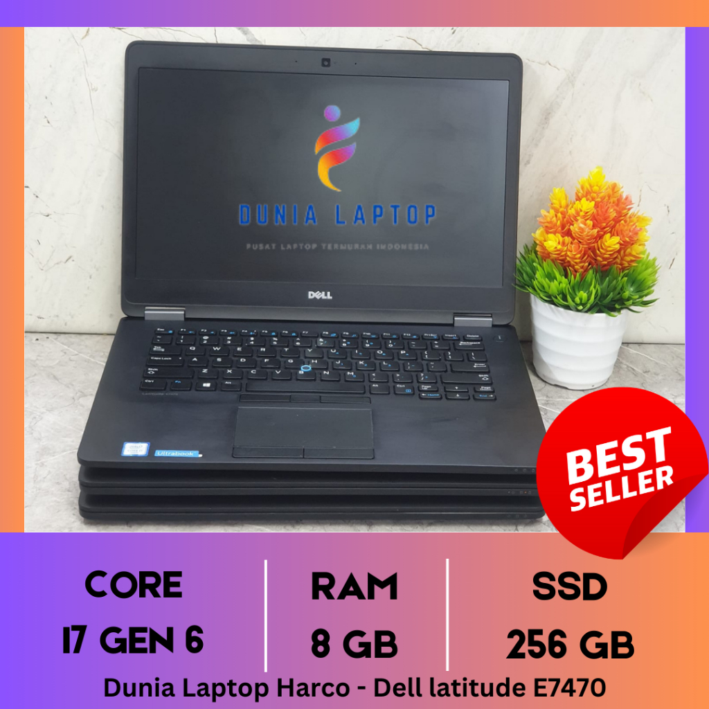 laptop dell latitude e7470 NON touchscreen core i7 gen 6 | ram 8 ssd 256 | second original