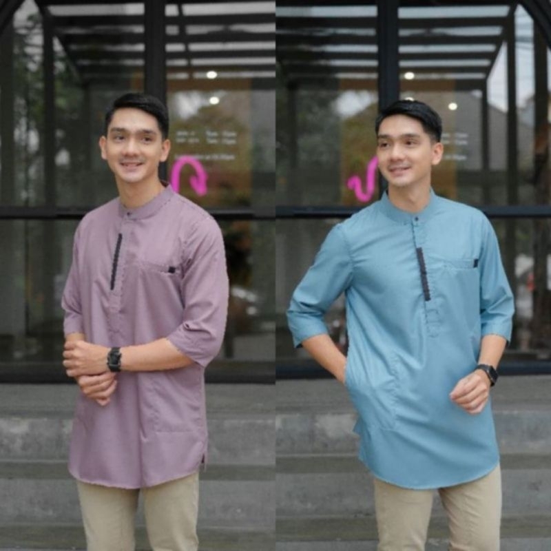 Baju Koko Kurta Pria Warna Lavender Toyobo Import Moderen