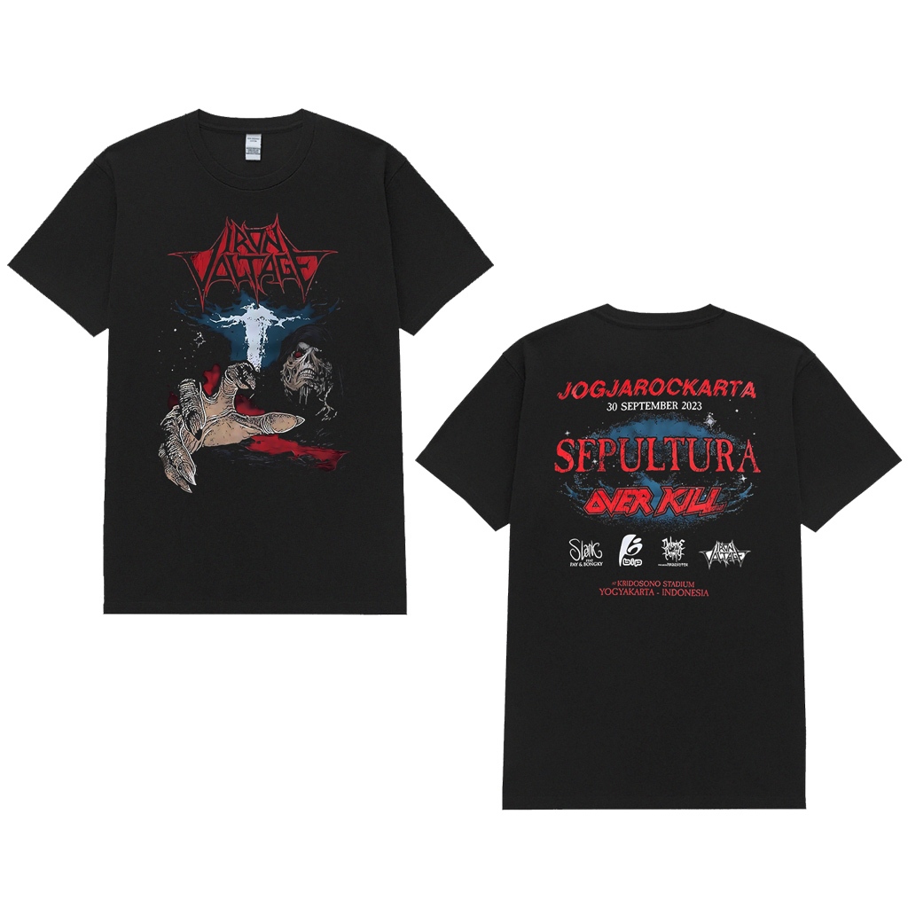Trendrock - Kaos Band IRON VOLTAGE (JOGJAROCKARTA 2023) PREMIUM TSHIRT + Free Stiker / Kaos Band / B