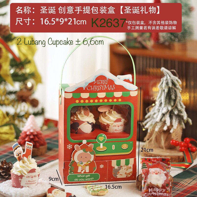 

(5 pcs) kotak natal dus mika cupcake cookies nastar christmas box size 16,5x9x21 cm