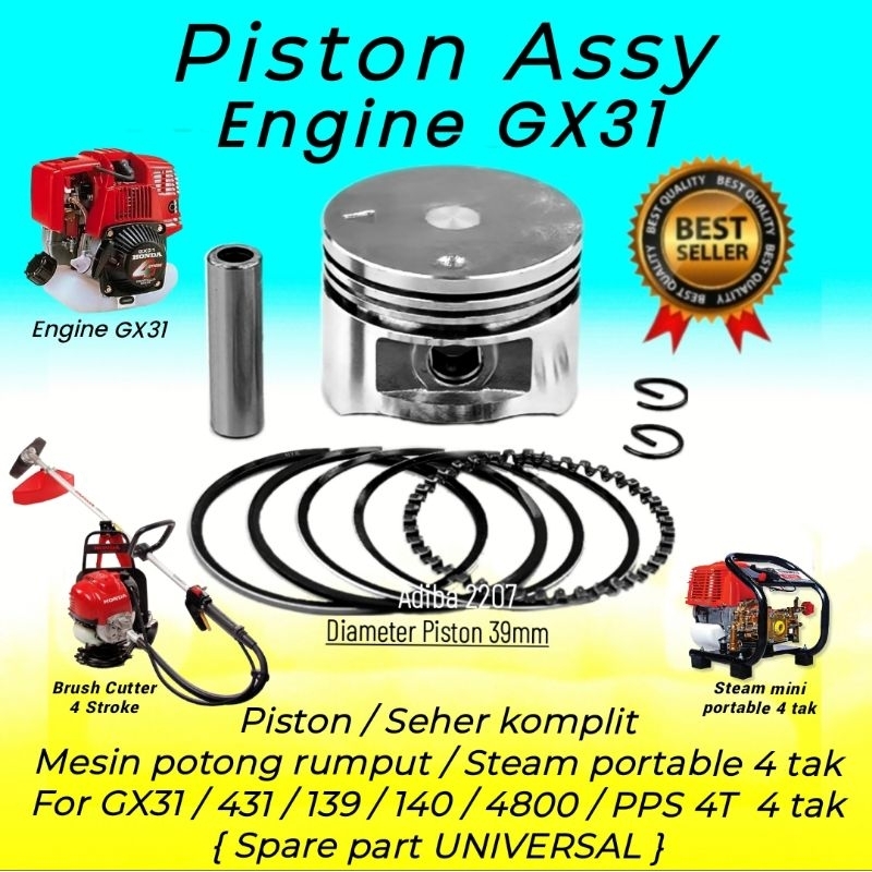 Piston assy GX 31/ring per set seher sokar seker mesin potong rumput 4 tak for honda GX31 GT32 BG 43