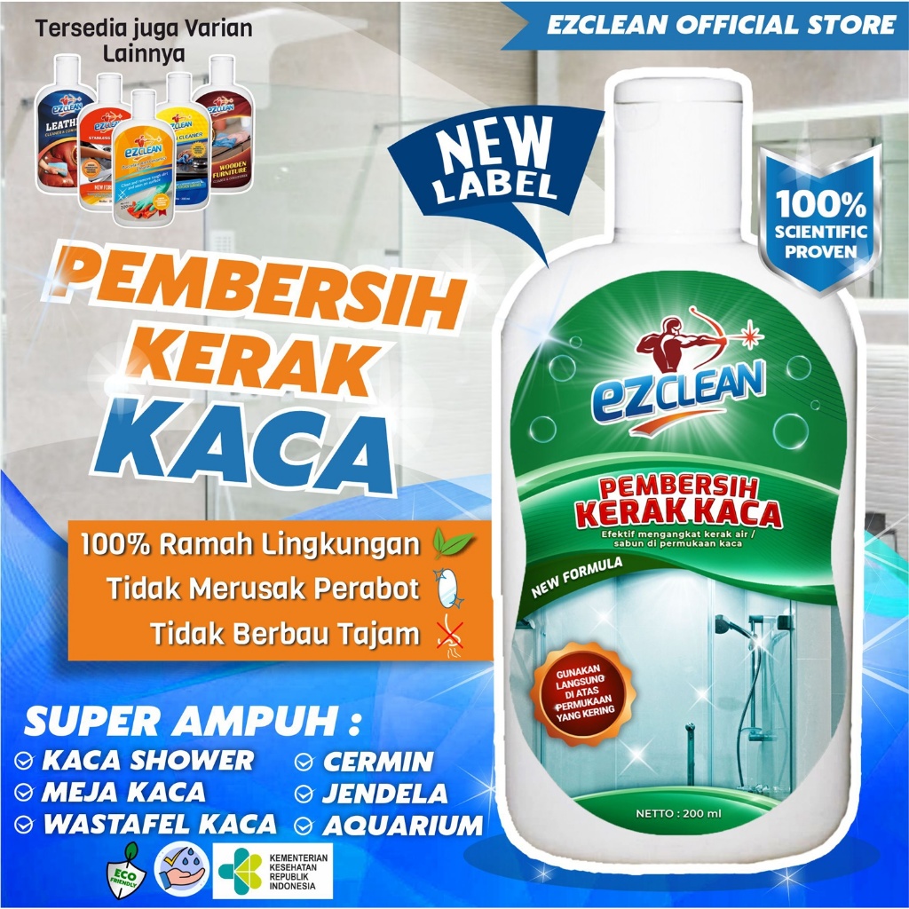 EZClean Pembersih Kerak Kaca Jamur Shower Glass Serbaguna Ramah Lingkungan Non Beracun & Non Korosif