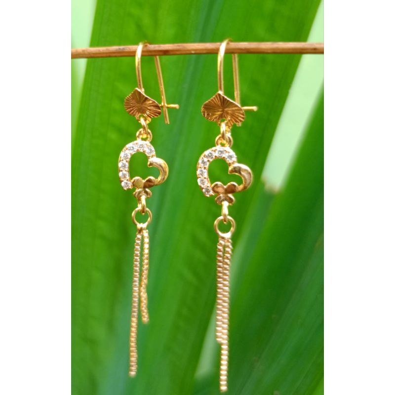 Anting Titanium emas wanita#anting Juring panjang Titanium #perhiasan anting Titanium wanita