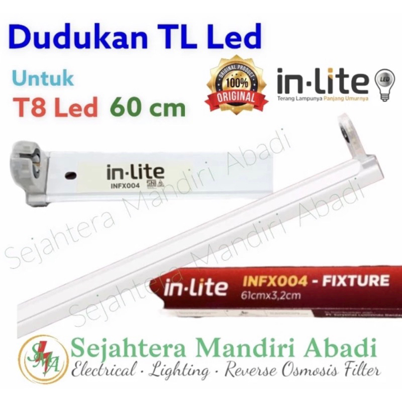 Kap TL LED 60cm Dudukan T8 Rumah TL LED Inlite INFX004