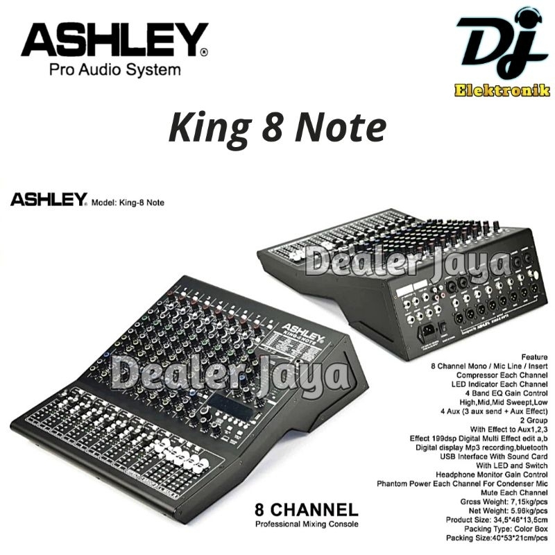 Mixer Analog Ashley KING 8 NOTE / KING8 NOTE - 8 channel
