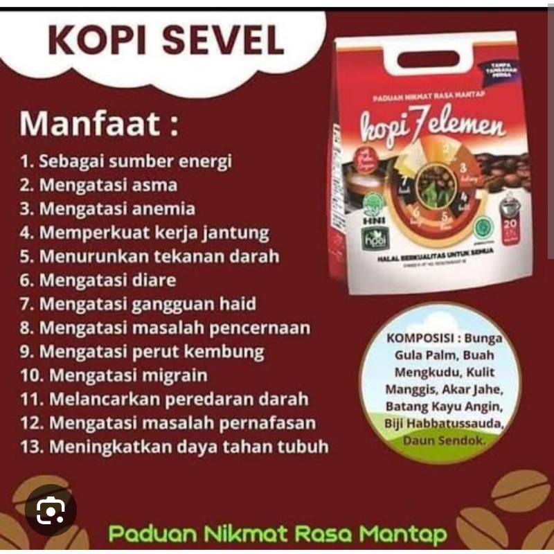 

Kopi Sehat Seven Elemen 10 sachet