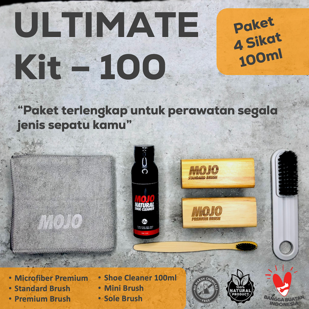 Ultimate Kit (4 Sikat) - MOJO Shoe Cleaner / Cairan pembersih Sepatu / Sabun Cuci / Paket Lengkap St