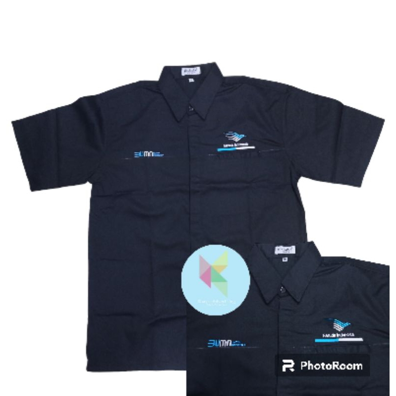 kemeja BUMN Garuda Indonesia seragam BUMN Garuda Indonesia hitam lengan pendek