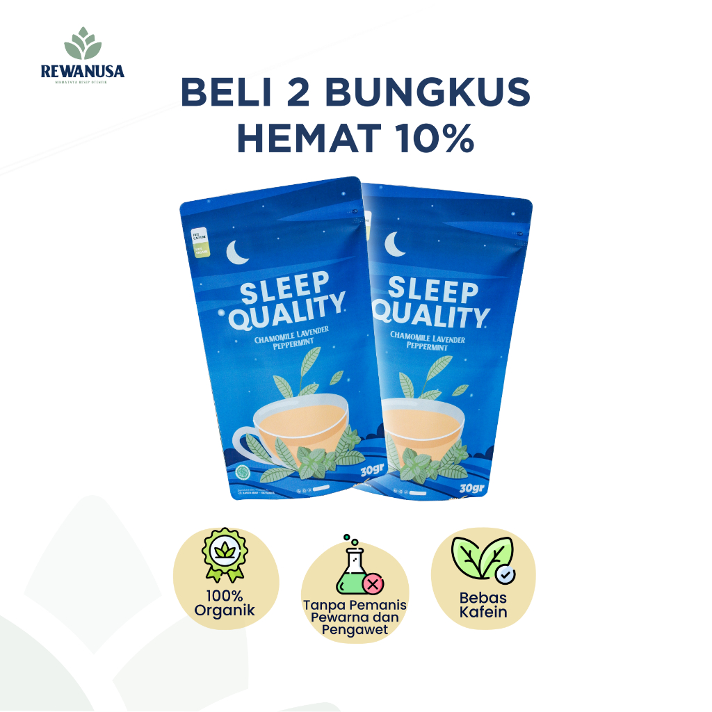 

[ Paket 2 Bungkus ] REWANUSA Sleep Quality / Teh Chamomile / Teh Insomnia Segar, tidak pahit - 30gr