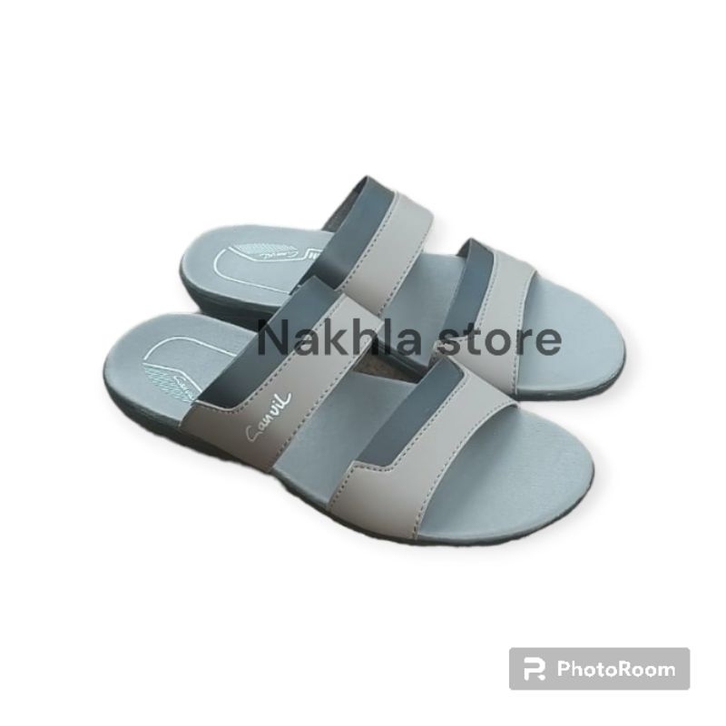 Sandal selop pria kulit canvil Sandal slide casual murah terbaru