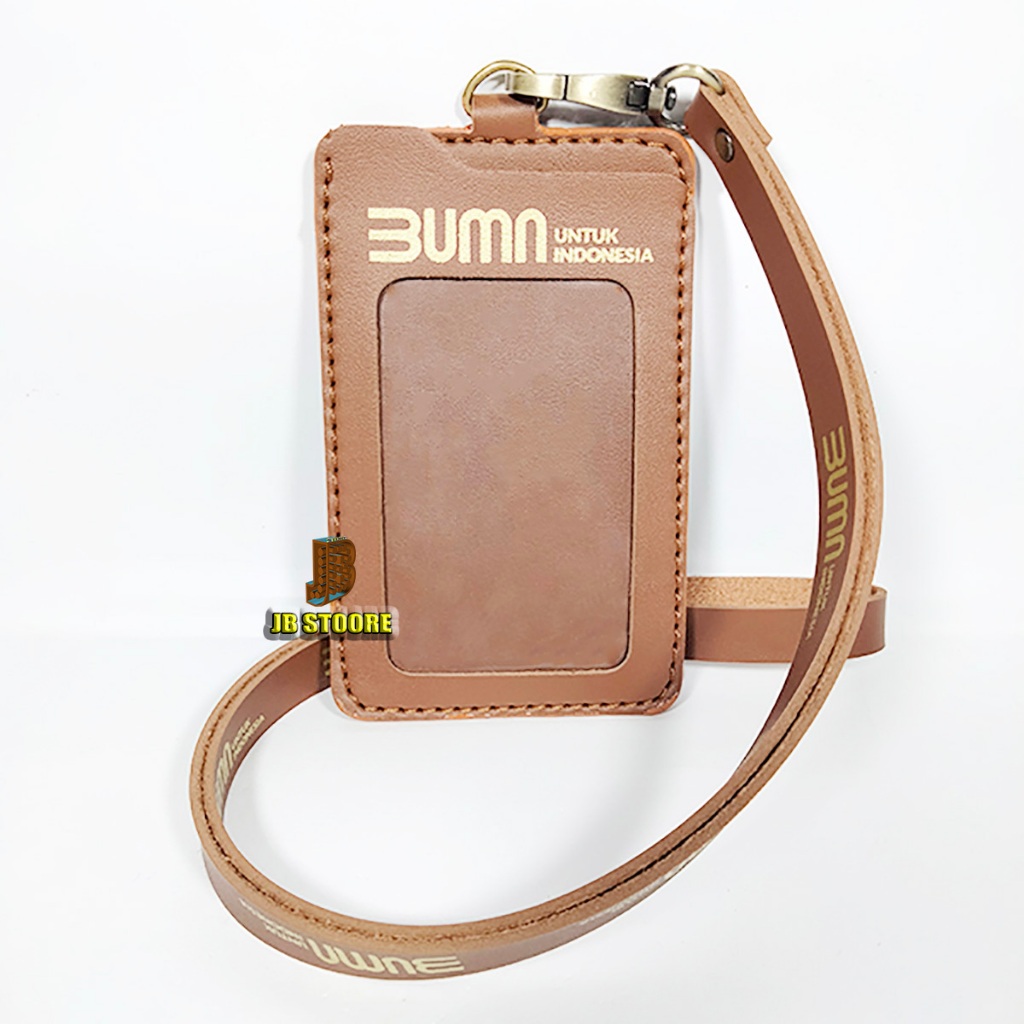 

gk Tempat Id Card BUMN 3K Kulit / Id Card Holder BUMN Indonesia Gantung / Name Tag BUMN Tali Kulit