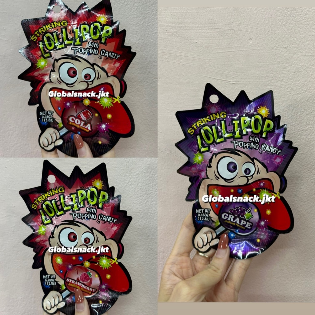 STRIKING LOLLIPOP WITH POPPING CANDY GRAPE / STRAWBERRY / COLA