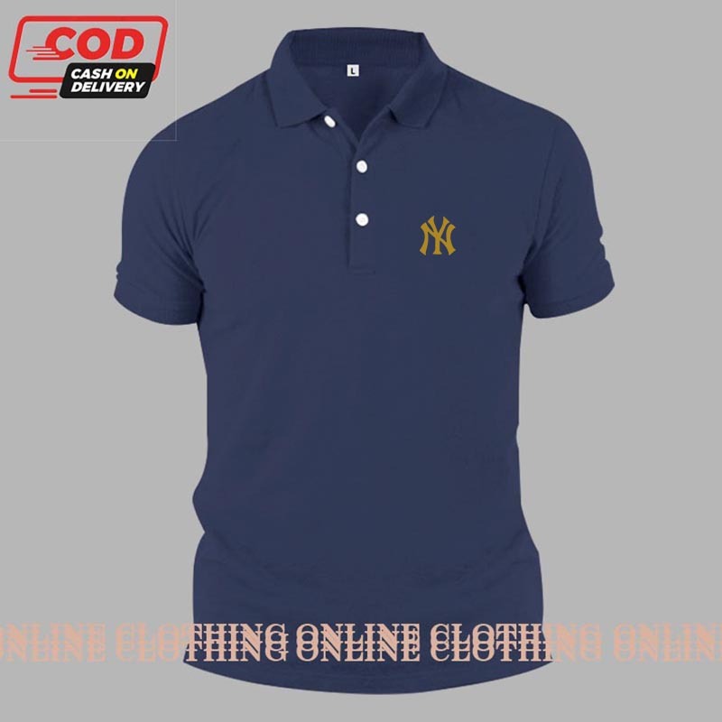 Store- Kaos Kerah Pria / Kaos Polo Pria Logo NY Text Gold / Poloshirt / Kaos Pria Kerah / Baju Kaos 
