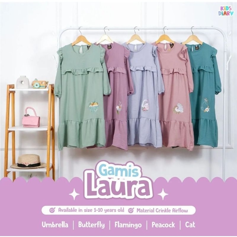 grosir gamis anak rayon polos laura per 5 pcs