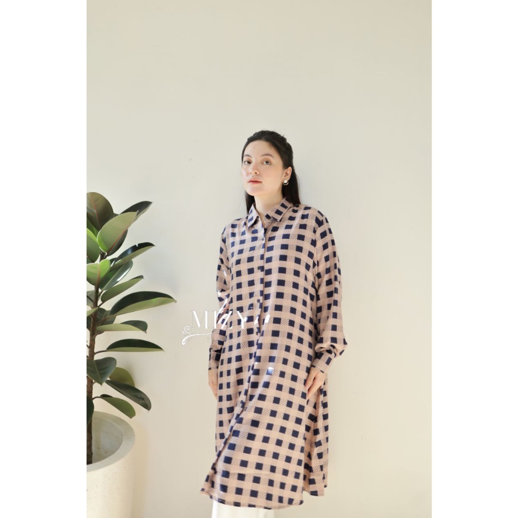 PEFITA IMMA TUNIK - baju kuliah syari atasan kerah pakaian simple wanita hijabers kemeja kekinian tr