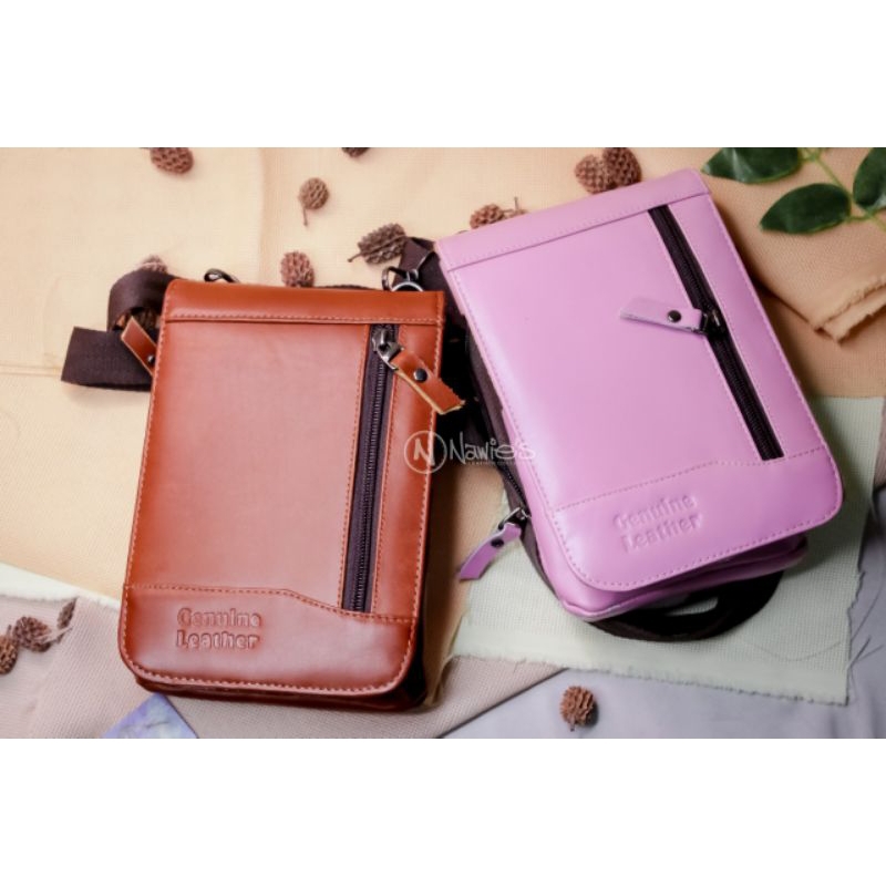 TAS SELEMPANG KULIT TAS HP - SARUNG HP KULIT SELEMPANG - SLING BAG HP