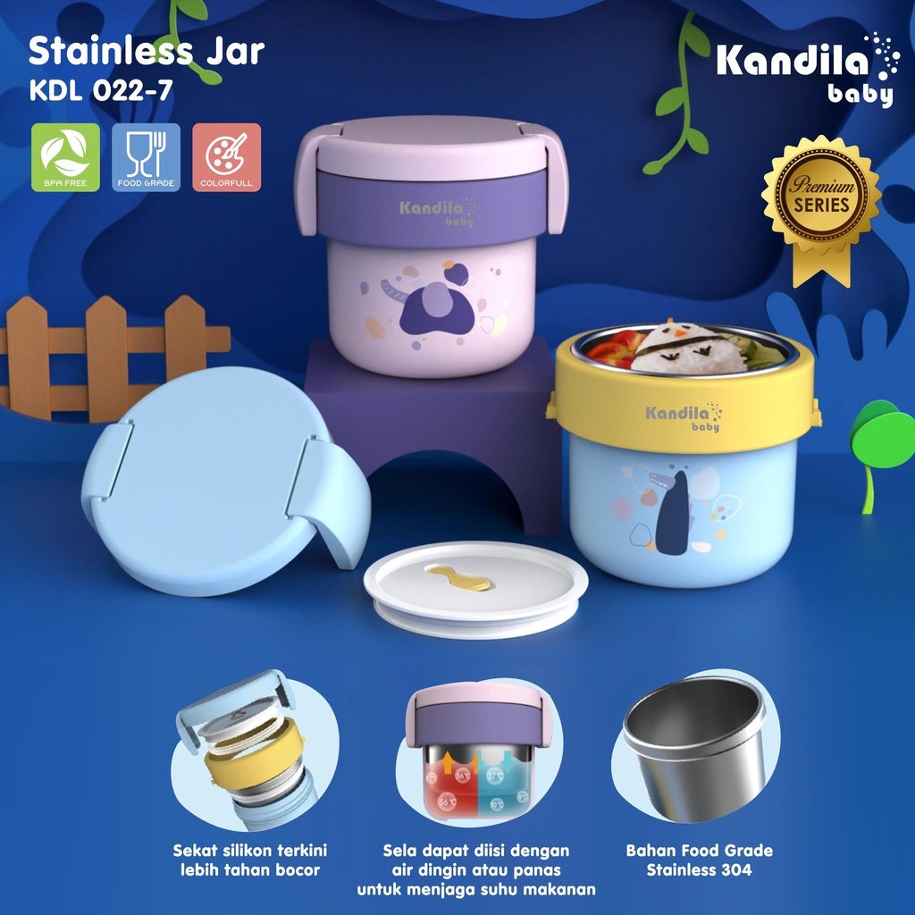 KANDILA BABY STAINLESS JAR 450ML KDL 022-7 KOTAK BEKAL MAKANAN UNTUK ANAK/ MANGKUK SUP ANAK STAINLES