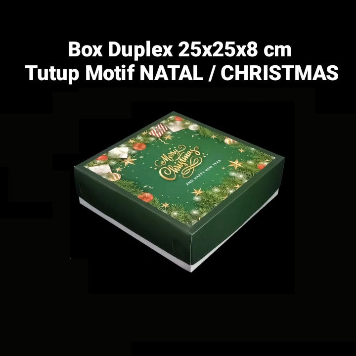 

(5 pcs) kardus duplex tutup motif natal dus toples cookies 250gr isi 4 box brownies kotak kemasan lapis legit christmas xmas ukuran 25x25x8cm