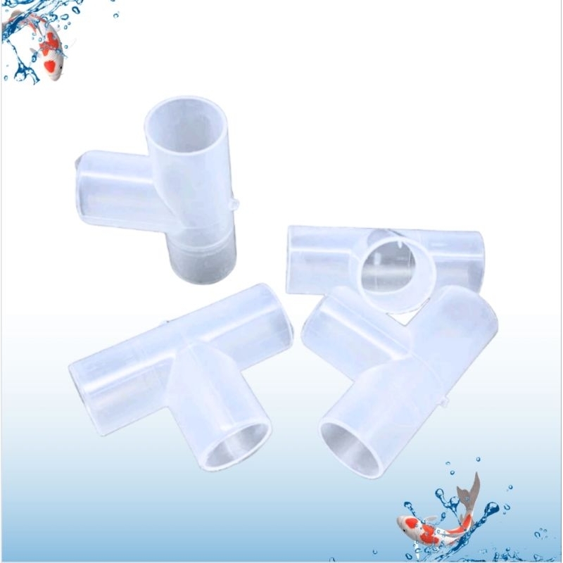 Sambungan Pipa T Aquarium Transparan Merah 17mm