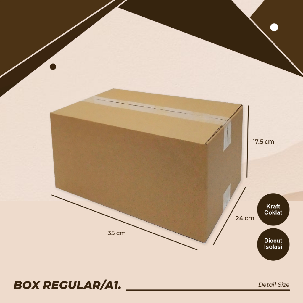 

KARDUS/BOX A1 POLOS UK. 35 x 24 x 17,5 cm - Box kemasan/Kardus snack/Kardus botol/Air minerl