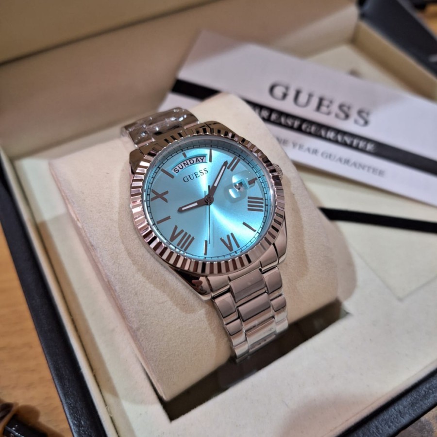 JAM TANGAN WANITA GUESS GW0308L4 SILVER LUNA ORIGINAL