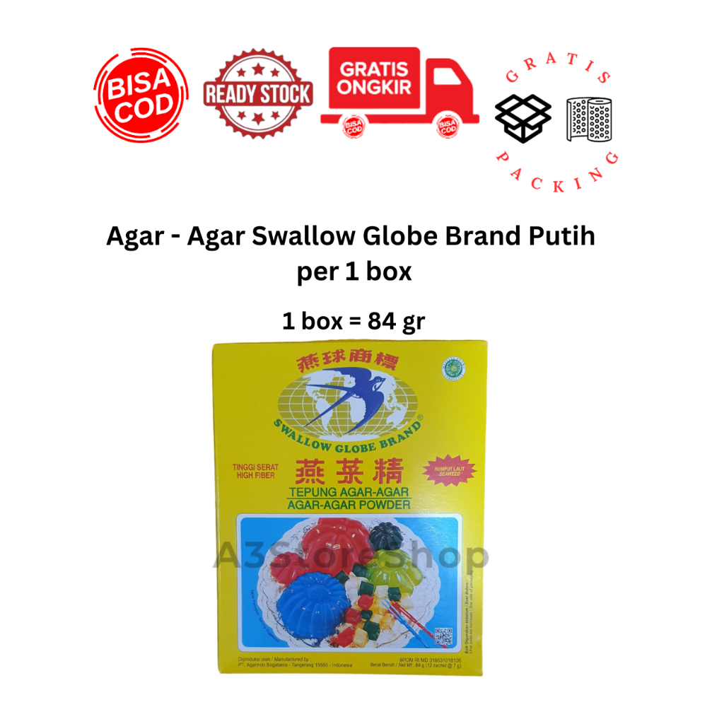 

Agar agar Swallow Globe per box 84 gr putih Jelly tepung bubuk agar agar COD