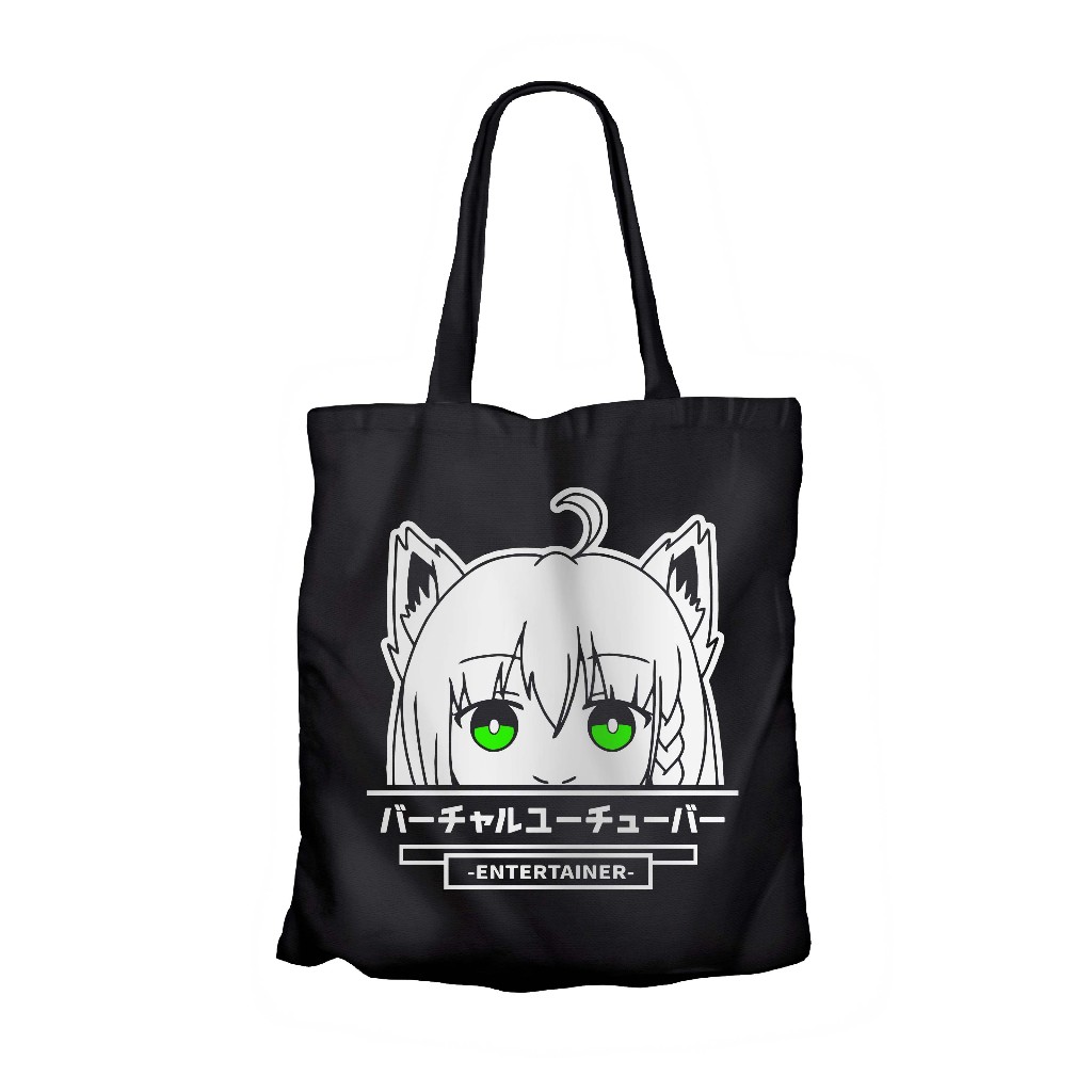 Tote bag anime vtuber SHIRAKAMI FUBUKI PEEKER - HOLOLIVE JP material canvas