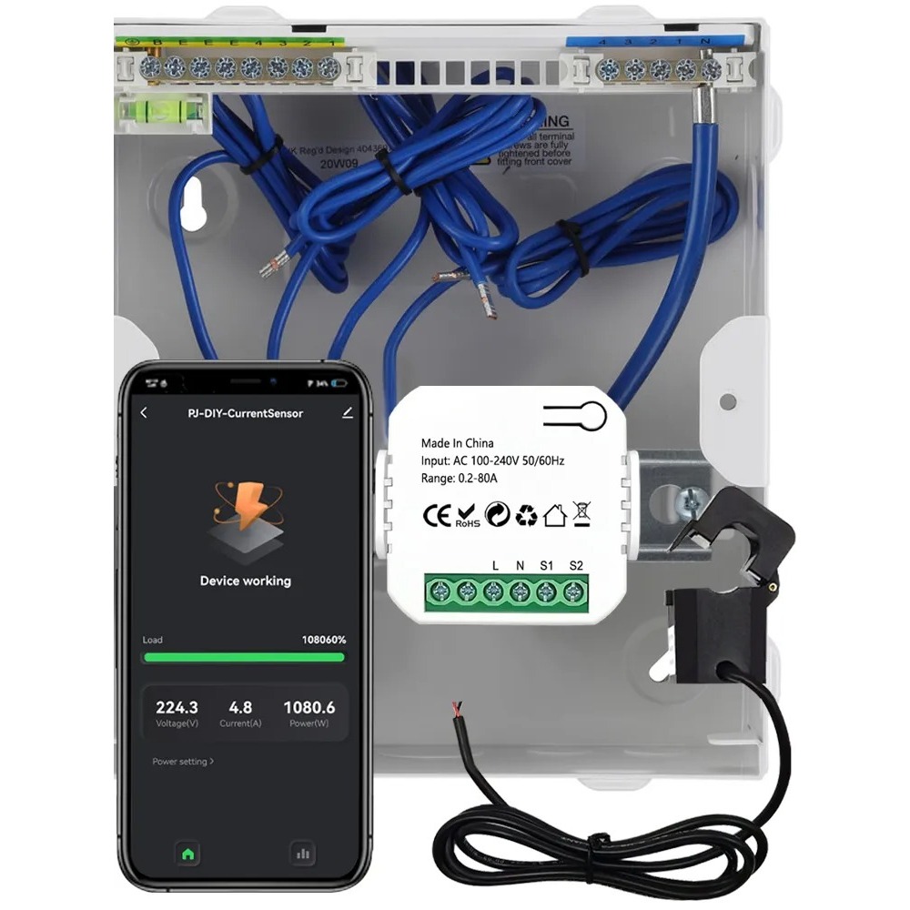 Wifi KWH meter with Current Transformer Clamp Monitor dari Smartphone