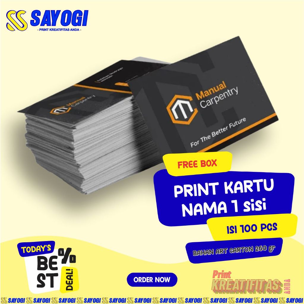 

Print Kartu Nama 100 Lembar Free Box | Custom 1 Sisi Tanpa Laminasi