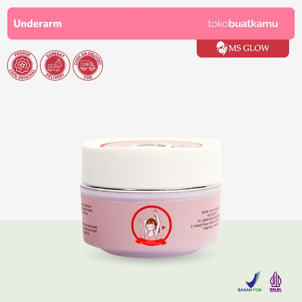 Underarm Ms Glow Cream / Krim Perawatan Pencerah Pemutih Ketiak & Leher Hitam Ampuh Bpom Original