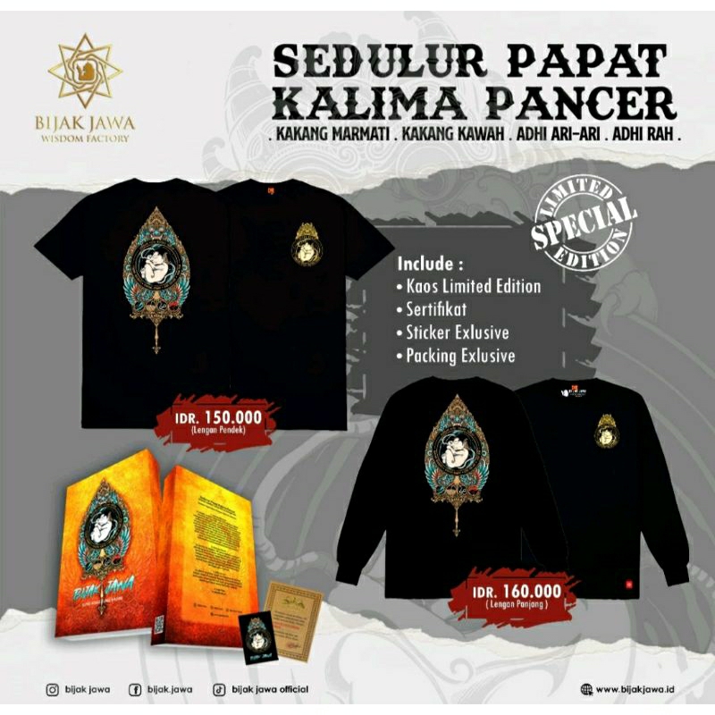 Kaos Bijak Jawa SEDULUR PAPAT warna hitam