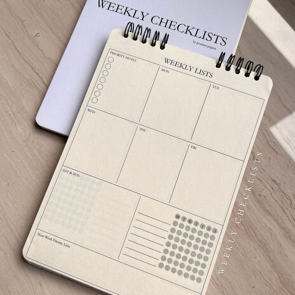 

Weekly Planner Checklist Agenda Mingguan A5 Notebook Spiral Binding by peulanopapers