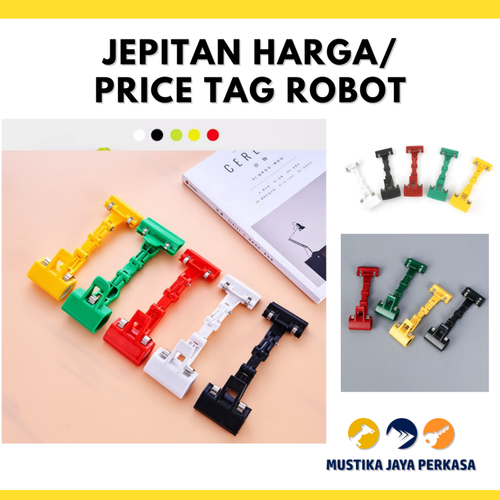 

Jepitan Penjepit Harga ROBOT Price Tag Display Katalog Produk Merah Putih Kuning Hijau Biru Pink