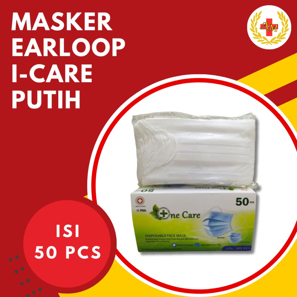 Masker I Care Putih 3 Ply 50 Pcs