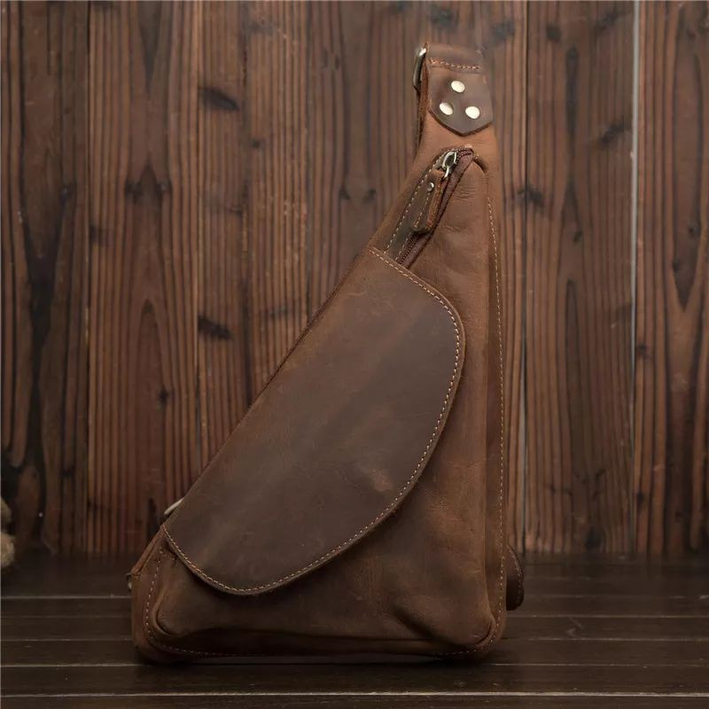 Tas Dada Crazy Horse Tas Selempang Pria Kulit Asli Paket Perancang Segitiga Tas Bahu - masture