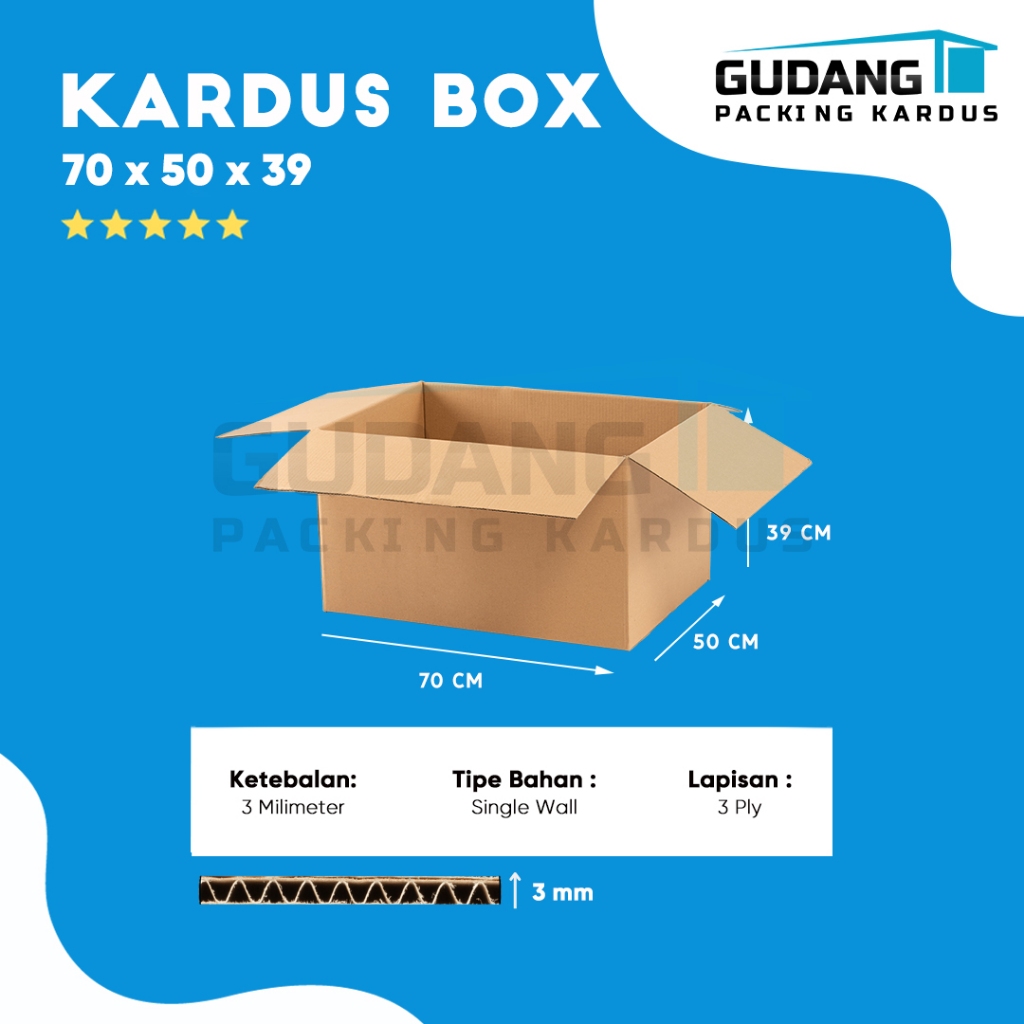 

Packing Kardus Karton Box Pindahan 70cm x 50cm x 39cm Box Polos