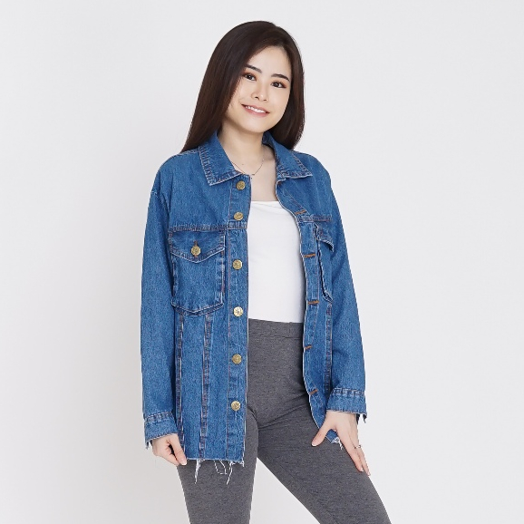 Jaket Jeans Wanita Model Oversize / Jaket Jins Wanita Fringe