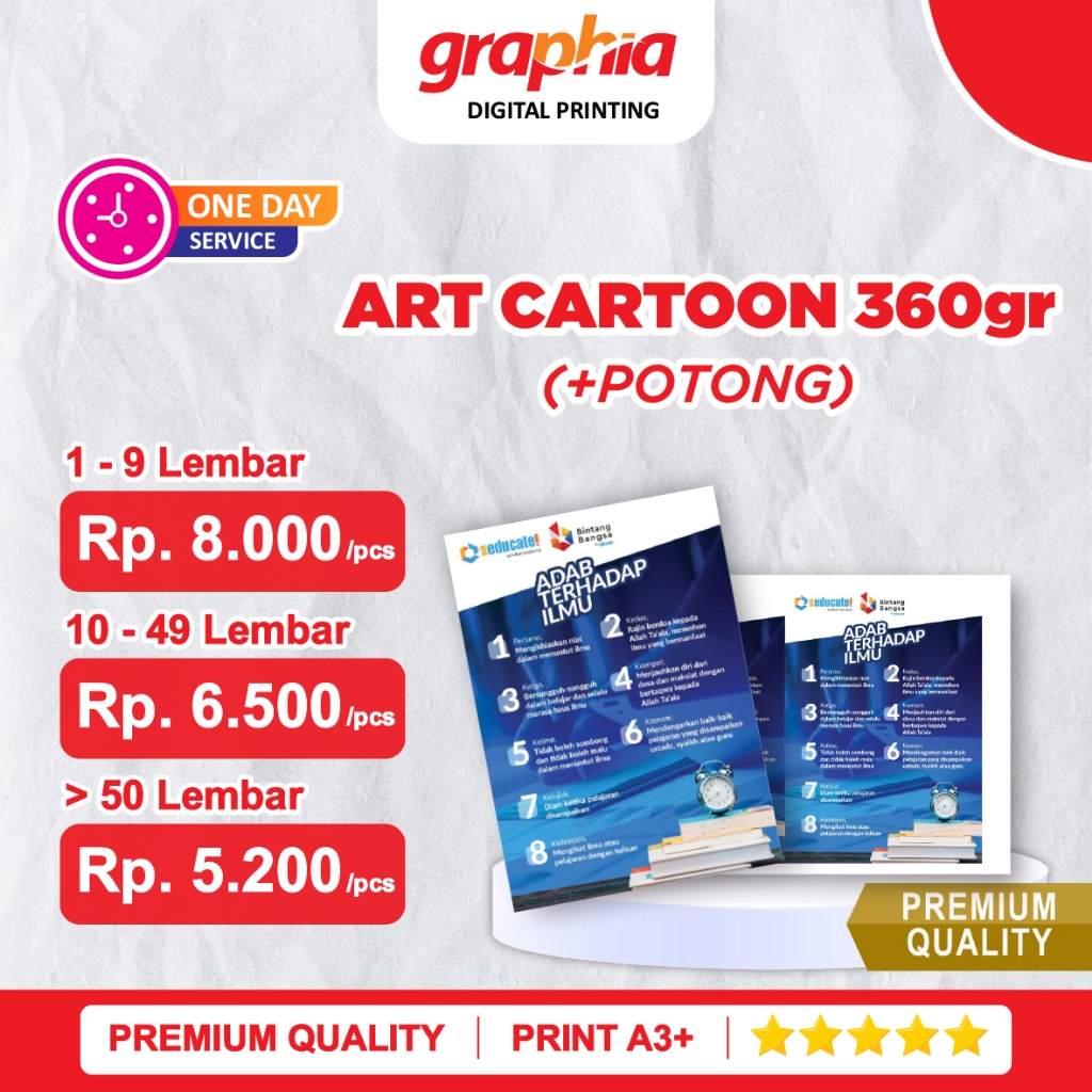 Print Art Cartoon 360gr + Potong A3+