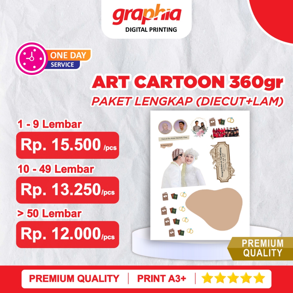 

< PAKET LENGKAP > !! Print Art Cartoon 360gr + Die Cut + Laminasi Glossy / Doff A3+