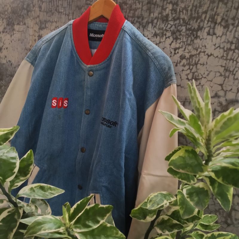 Jaket Vintage 90s Denim American College VTG Microsoft® Bomber Jacket