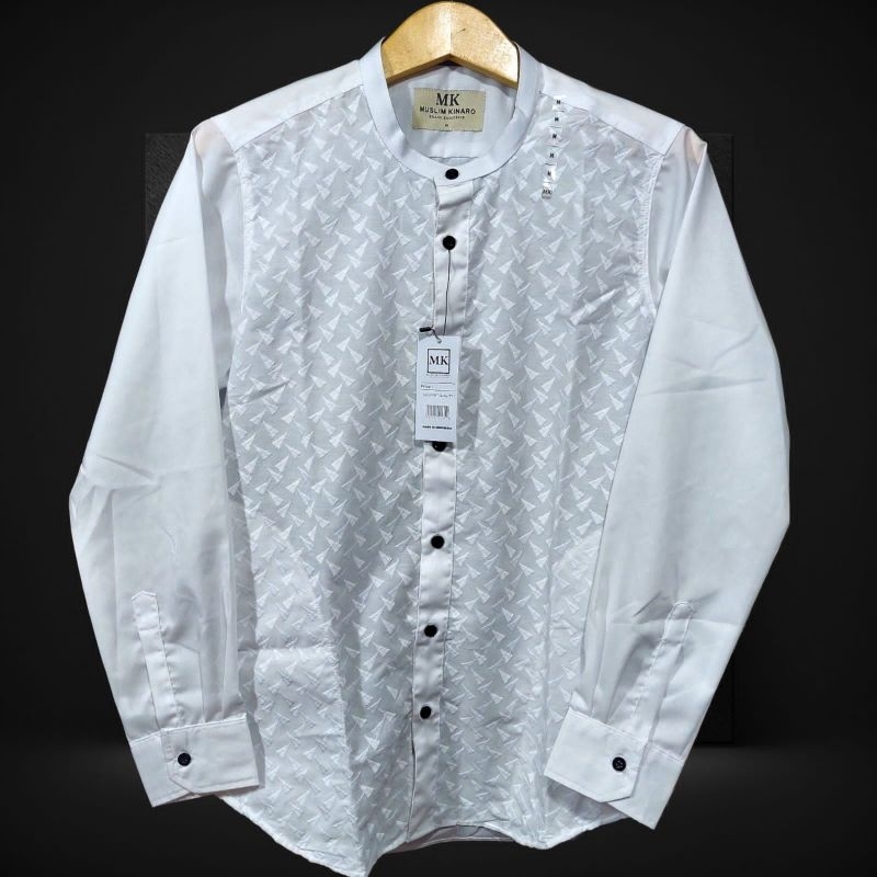 Kinaro Kemeja Koko Muslim Putih Bordir [Ready Seragaman]