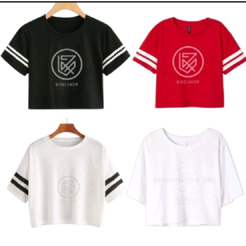 Crop Wanita Oversize Stripe Putih Dan Hitam Terbaru Kaos Crop List Oversize