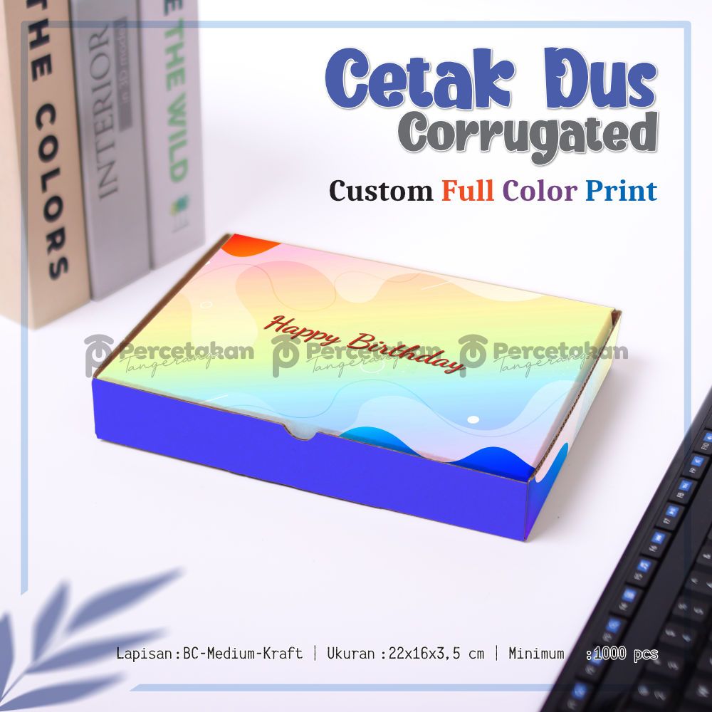 

Cetak Dus Corrugated 22x16x3.5 cm FULL COLOR Free Custom Desain/Logo | Custom Box | Kustom Dus Kemasan