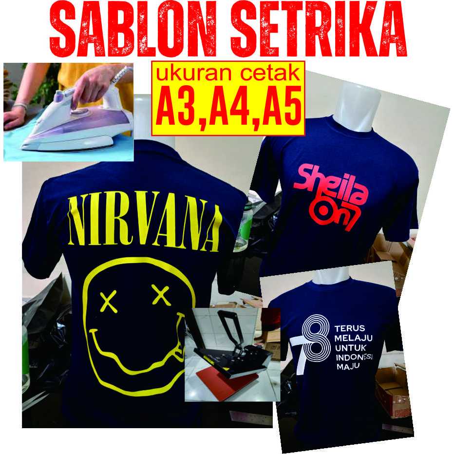 Sablon Setrika untuk Kaos Topi Custom Satuan Full Color Warna Logo Brand Gambar Besar Kecil A4 A3 Dt